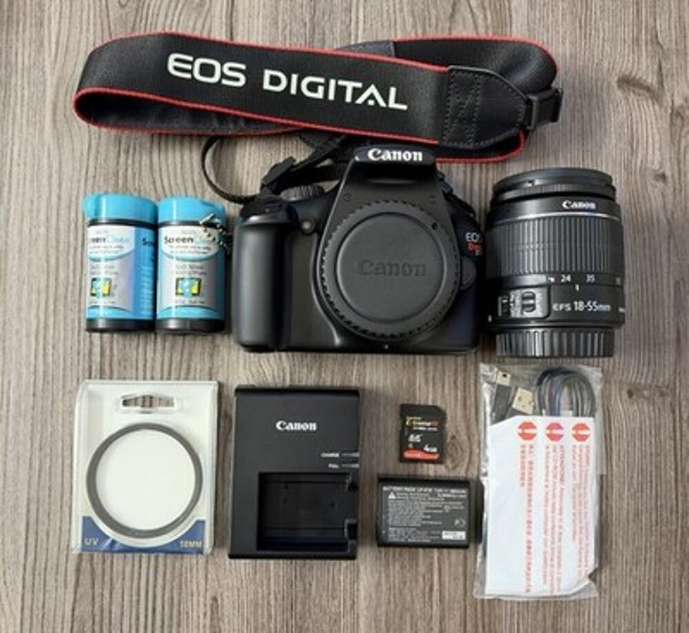Canon EOS Rebel T3 DSLR Camera w/ 18-55mm Lens, Battery, Charger, SD Card & Bag